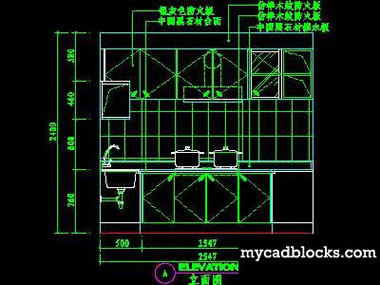 Kitchen CAD plane and elevation 48